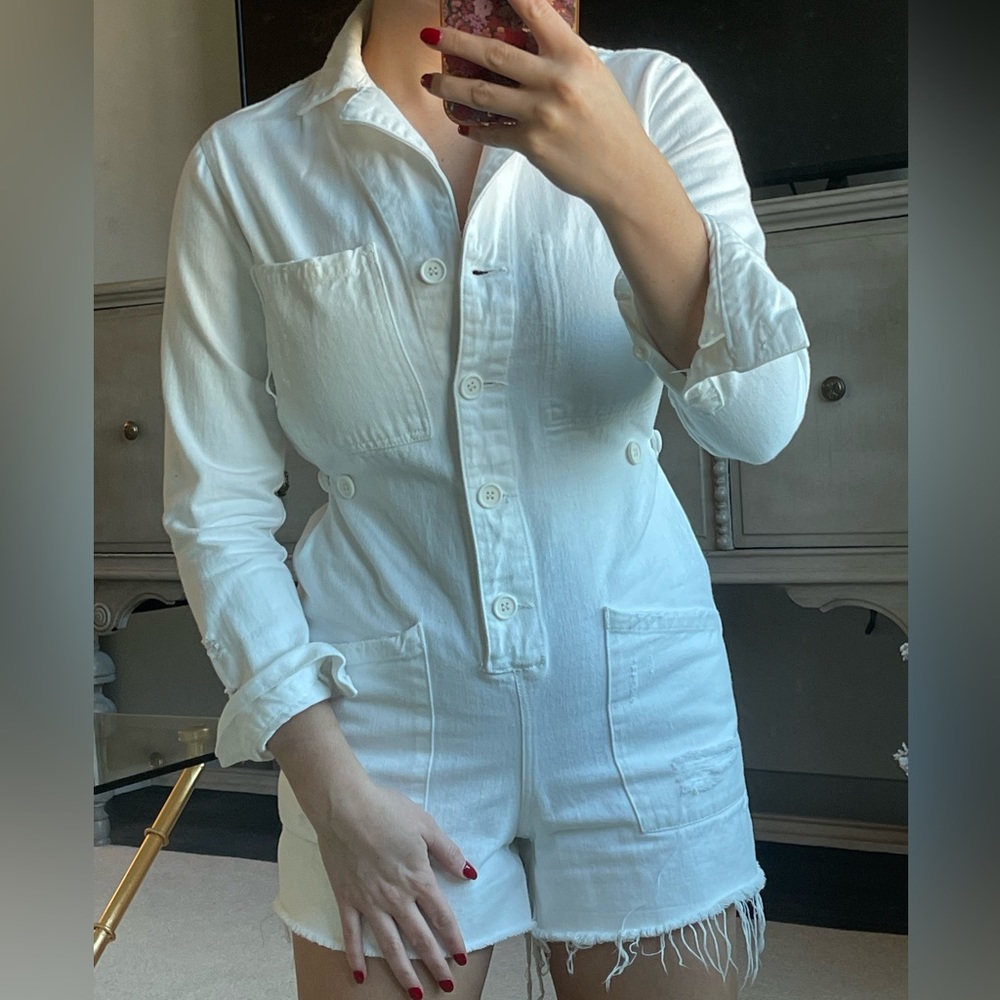 PISTOLA FREDA WHITE DENIM ROMPER